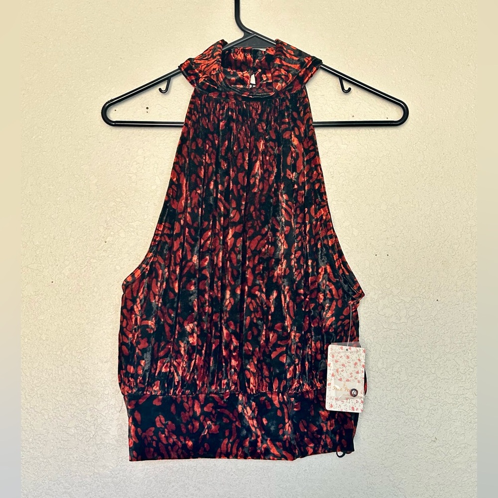 FREE PEOPLE Velvet High Neck Top NWT